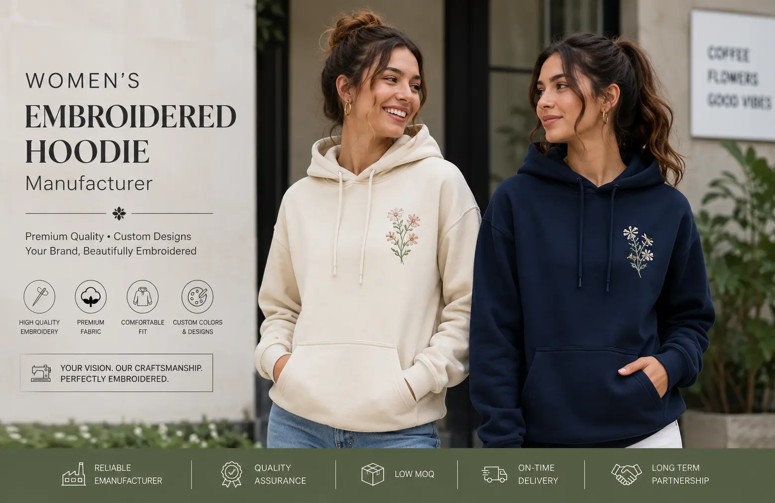 Women’s Embroidered Hoodie Manufacturing