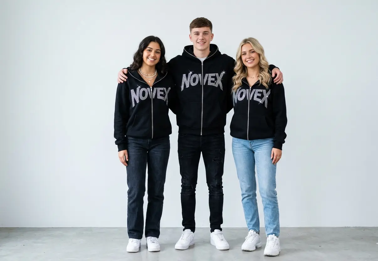 Zip-Up Rhinestone Hoodie Manufacturer