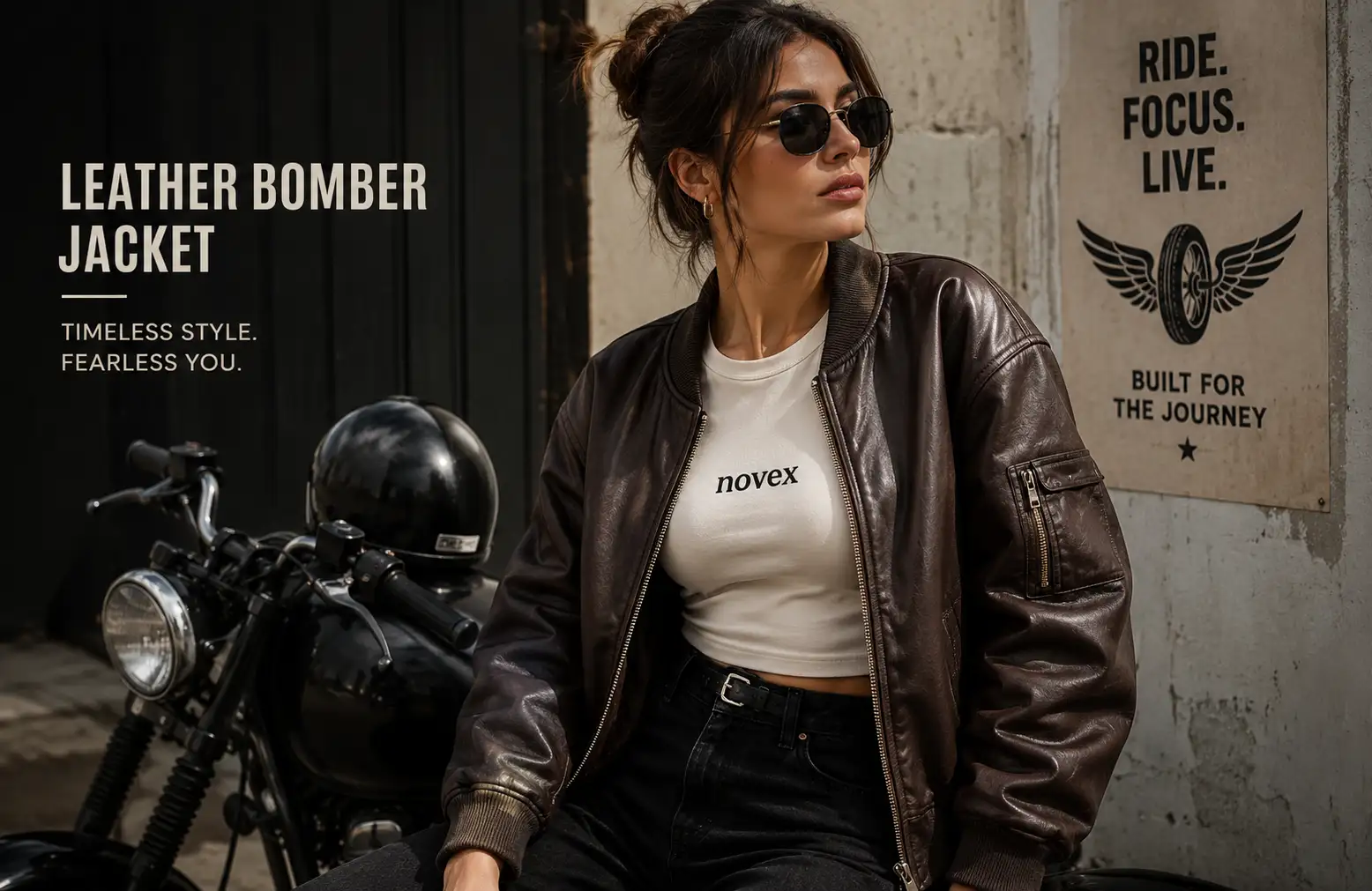 leather bomber jacket women