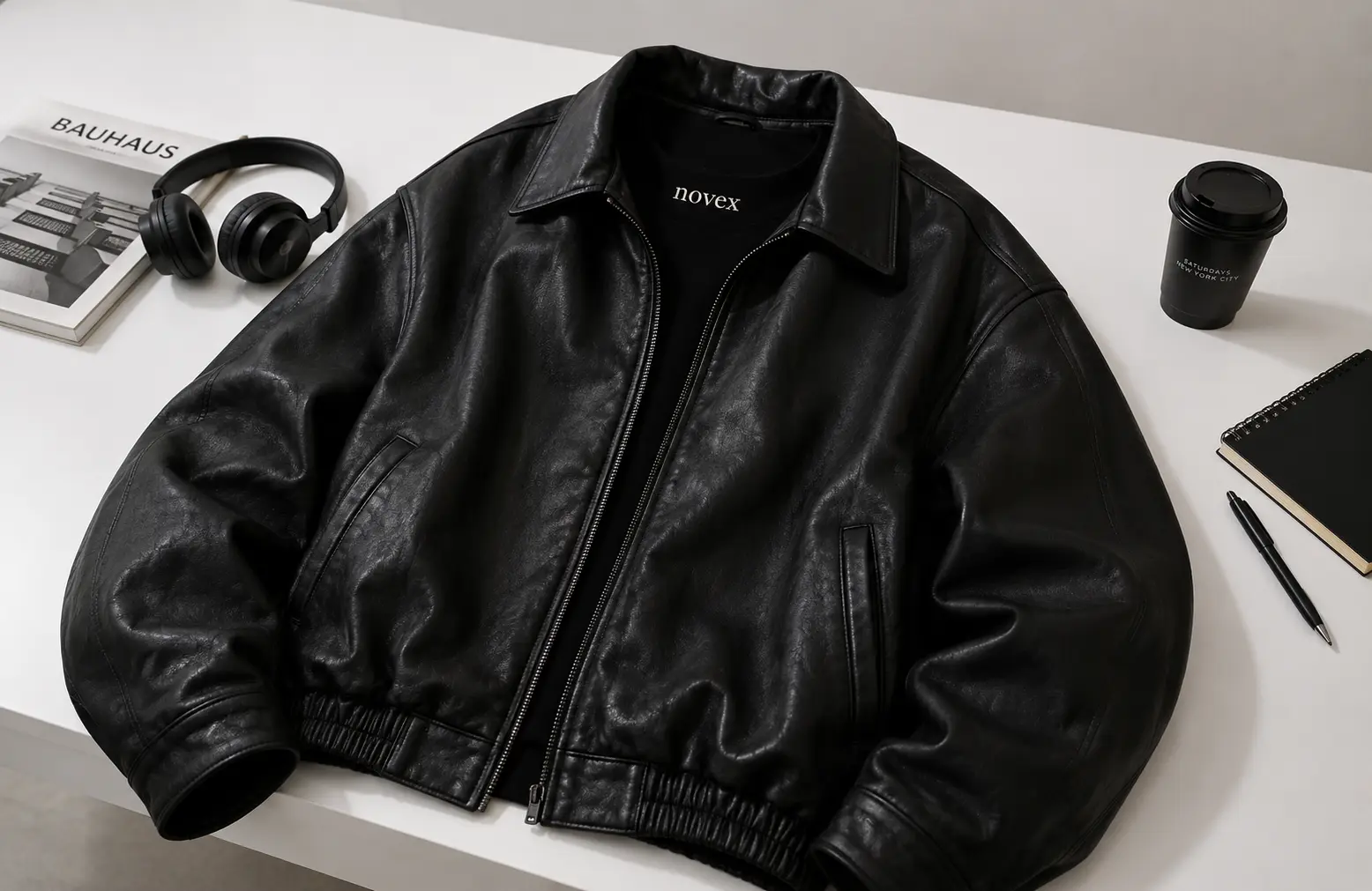 oversized leather jacket